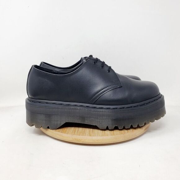 Dr Martens Quad Mono Shoes Womens 9 Vegan 1461 Platform Punk Goth Chunky Lug - Picture 7 of 14
